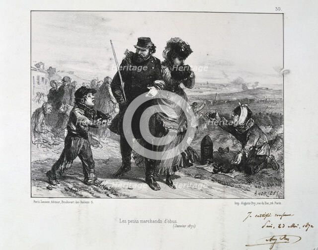 'Les Petits Marchands d'Obus', Siege of Paris, Franco-Prussian War, January 1871 (1872). Artist: Auguste Bry