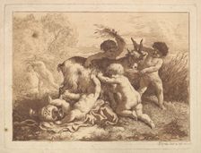 Les petits moissonneurs et la chevre (The Young Harvesters and the Goat), in an album cont..., 1782. Creator: Jean Jacques Lagrenee