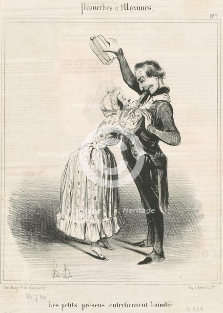 Les petits présens entretiennent l'amitié, 19th century.  Creator: Honore Daumier.