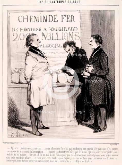 Les Philantropes du Jour. 'Apportez, messieurs, apportez...', 1845. Creator: Honore Daumier.