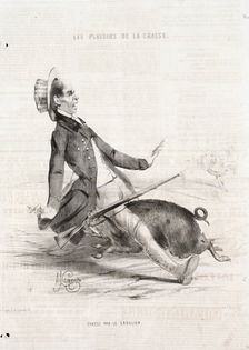 Les Plaisirs de la chasse: Chasse par le sanglier, 1842. Creator: Alade Joseph Lorentz (French, 1813-after 1858)