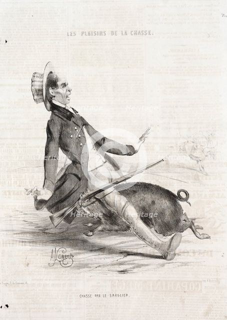 Les Plaisirs de la chasse: Chasse par le sanglier, 1842. Creator: Alade Joseph Lorentz (French, 1813-after 1858).
