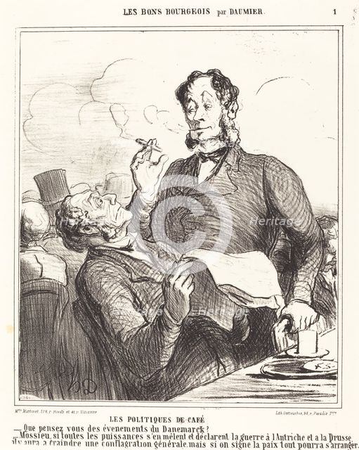 Les politiques de café, 1864. Creator: Honore Daumier.
