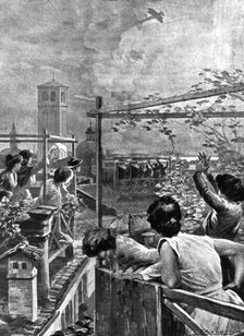 les premieres operations Italiennes; un biplan autrichien sur Venise le 24 mai 1915. Creator: R Paoletti