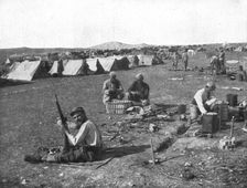 Les premiers contingents Franco-Anglais a Salonique; Un coin de Zeitenlick: les menus...1915 (1924) Creator: Unknown