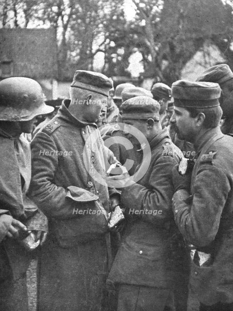 'Les prises d'une action locale; Groupes de prisonniers allemands captures le 18 avil 1918..., 1918. Creator: Unknown.