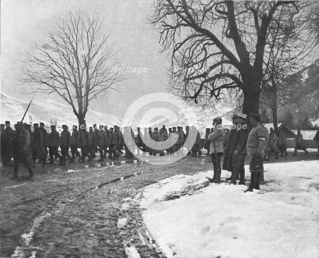 ''Les Prisonniers Allemands de L'Hartmannswillerkopf; Defile devant le general Dubail.', 1916. Creator: Unknown.