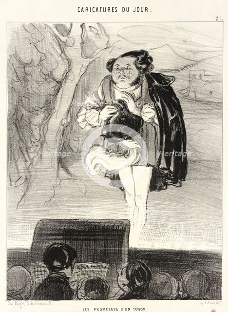Les Promesses d'un ténor, 1842. Creator: Honore Daumier.