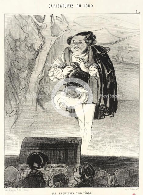 Les Promesses d'un ténor, 1842. Creator: Honore Daumier.