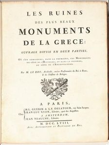 Les Ruines Des Plus Beaux Monuments de la Grece: Ouvrage Divisé en Deux Parties..., pub. 1758. Creator: Julien-David Le Roy