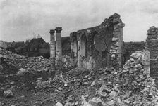 Les ruines reconquises: eglises de villages, dans la Somme; l'eglise d'Herbecourt 1916. Creator: Unknown