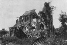Les ruines reconquises: eglises de villages, dans la Somme; l'eglise de Frise 1916. Creator: Unknown