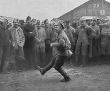 Les Russes en France; au camp de Mailly-le-Grand : Danse russe devant les allies 1916. Creator: Unknown