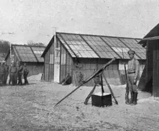 Les Russes en France; au camp de Mailly-le-Grand : la garde du drapeau 1916. Creator: Unknown