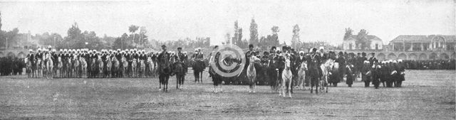 'Les Russes en perse et en armenie; Les 'Cosaques' du shah alignes le 8 janvier 1916..., (1924) Creator: Unknown.
