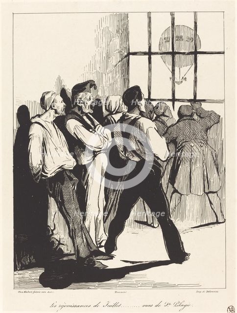 Les réjouissances de Juillet... vues de Ste. Pélagie, 1834. Creator: Honore Daumier.