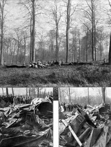 Les Risques de "Metier"; Le Gotha, quadriplace et bi-moteur, abattu en foret de compiegne..., 1918. Creator: Unknown