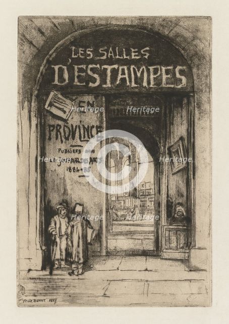 Les Salles dEstampes en Province, 1877. Creator: Félix Hilaire Buhot (French, 1847-1898).