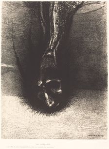 Les Sciapodes: La tete le plus bas possible, c'est le secret du bonheur! (The Skiapods...), 1889. Creator: Odilon Redon