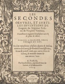 Les Secondes Oeuvres, et Subtiles Inventions De Lingerie du Seigneur Federic de Vinciolo V..., 1603. Creator: Federico de Vinciolo
