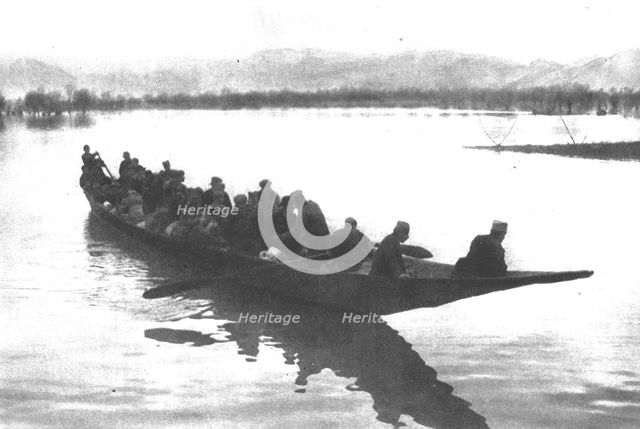 ''Les Serbes a Scutari d'Albanie; deputes de la Skoupchtina traversant le lac de Scutari.', 1916. Creator: Samson Tchernoff.