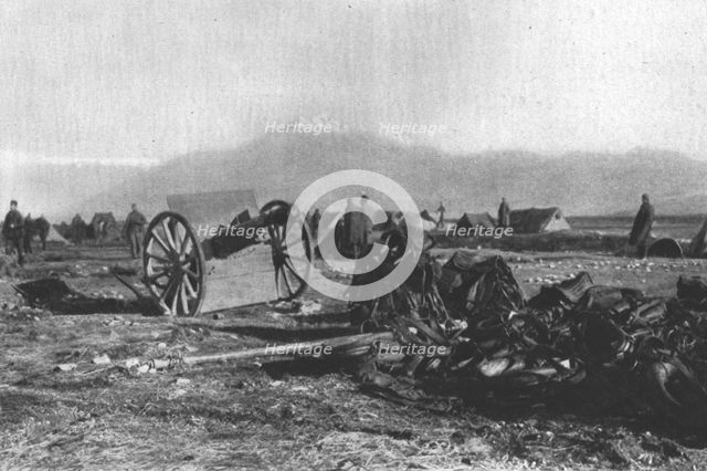 'Les Serbes a Scutari d'Albanie; un des canons de l'artillerie serbe qui ont pu etre sauves..., 1916 Creator: Samson Tchernoff.