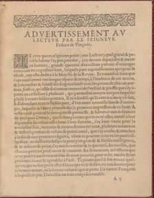 Les Singuliers et Nouveaux Portraicts... page 2 (recto), 1588. Creator: Federico de Vinciolo