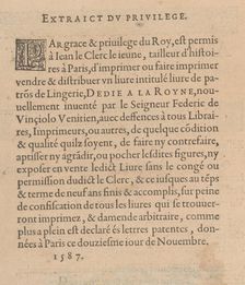 Les Singuliers et Nouveaux Portraicts... page 3 (verso), 1588. Creator: Federico de Vinciolo