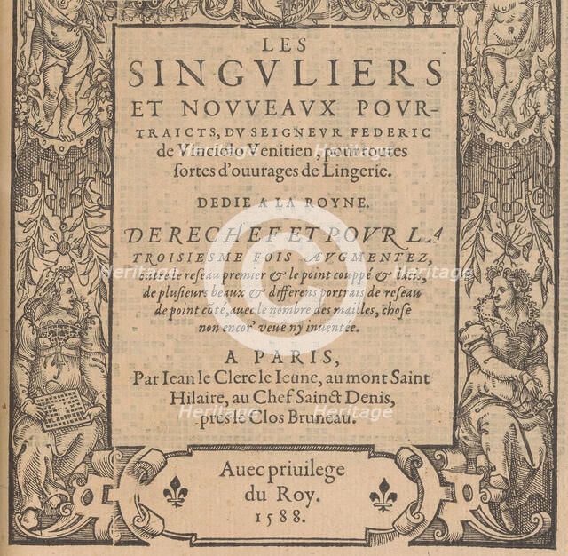 Les Singuliers et Nouveaux Portraicts... page 41 (recto), 1588. Creator: Federico de Vinciolo.