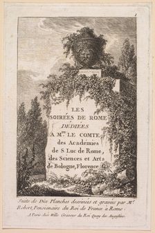 Les Soirées de Rome: Title Page, 1763-1764. Creator: Hubert Robert (French, 1733-1808)