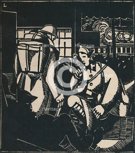 'Les Soldats À La Gare', 1919. Artist: Jean-Emile Laboureur.