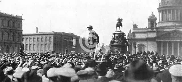 'Les Soubresauts de la Russie; La propagande pacifiste payee par l'Allemagne: le 1st mai 1917. Creator: Bulla.