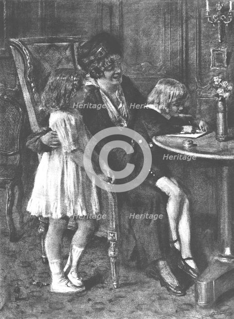 ''Les Souhaits de Bonne Annee; Le Foyer.', 1916. Creator: Lucien Jonas.