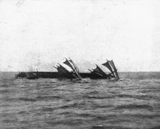Les sous-marins allemands a l'Oeuvre; Deux phases de l'agonie d'un voiler 1918. Creator: Unknown
