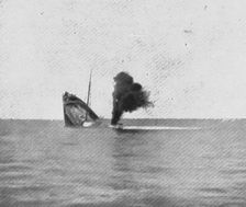 Les sous-marins allemands a l'Oeuvre; La derniere fumee d'un steamer qui sombre 1918. Creator: Unknown