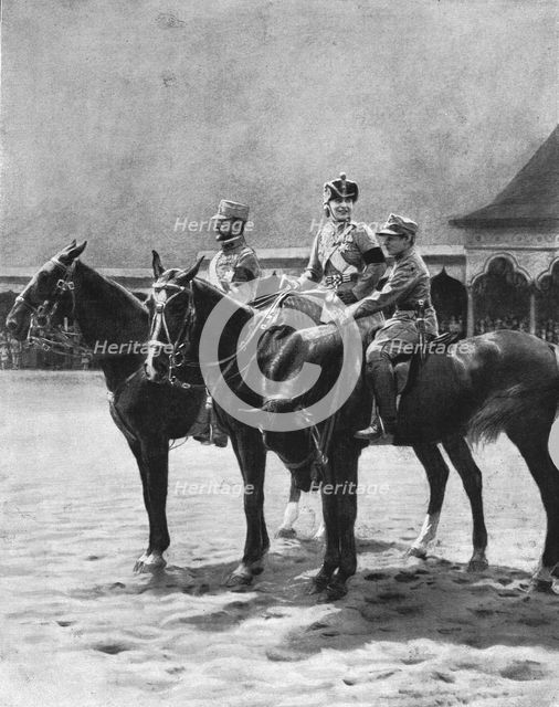'Les souverains de Roumanie et leur second fils, le prince Nicolas', 1916 Creator: MA Dancovici.