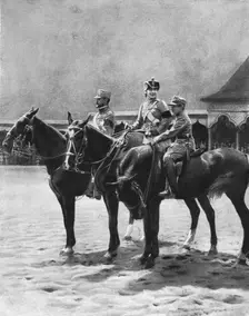 Les souverains de Roumanie et leur second fils, le prince Nicolas 1916 Creator: MA Dancovici