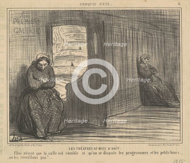 Les thèatres au mois d'aout, 19th century. Creator: Honore Daumier.
