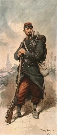 Les transformations du fantassin Francais pendant la guerre 1914. Creator: Georges Bertin Scott