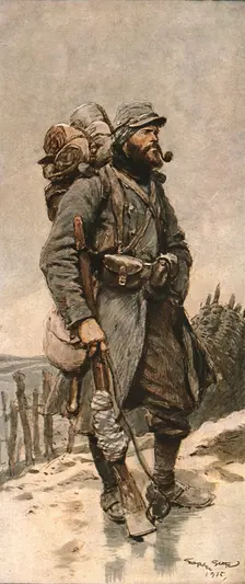 Les transformations du fantassin Francais pendant la guerre 1915. Creator: Georges Bertin Scott