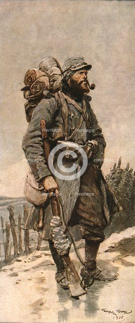 'Les transformations du fantassin Francais pendant la guerre', 1915. Creator: Georges Bertin Scott.