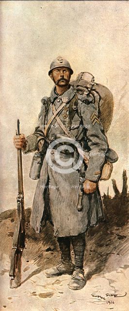 'Les transformations du fantassin Francais pendant la guerre', 1916. Creator: Georges Bertin Scott.