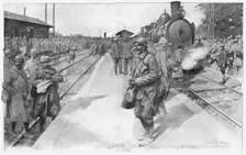 Les trains de permissionnaires 1916. Creator: L Sabattier