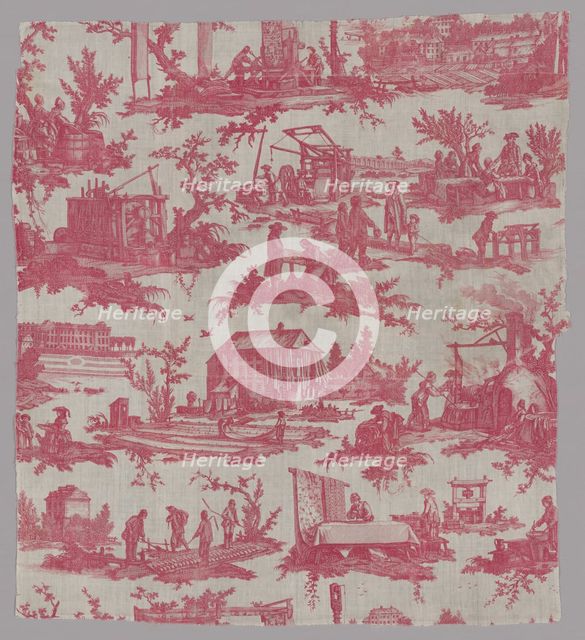 Les Travaux de la Manufacture (The Activities of the Factory) (Furnishing Fabric), France, 1783/84. Creator: Oberkampf Manufactory.