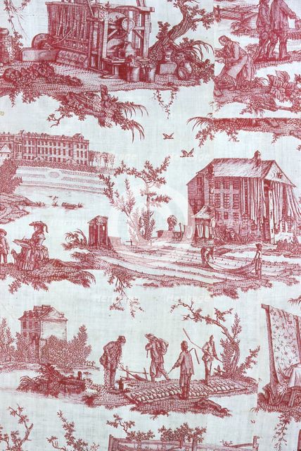 Les Travaux de la Manufacture (The Factory in Operation) (Furnishing Fabric), France, 1783/84. Creator: Oberkampf Manufactory.