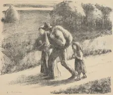 Les Trimardeurs (The vagabonds), 1896. Creator: Camille Pissarro