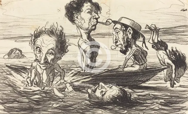 Les Tritons de la Seine, 1864. Creator: Honore Daumier.