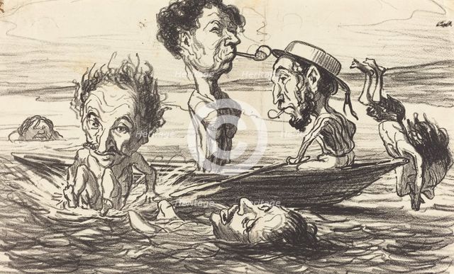 Les Tritons de la Seine, 1864. Creator: Honore Daumier.