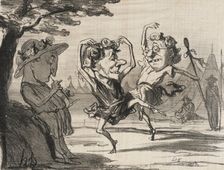 Les trois disciples de Mr. Cobdem se livrant.., 1854. Creator: Honore Daumier