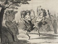 Les trois disciples de Mr. Cobdem se livrant.., 1854. Creator: Honore Daumier